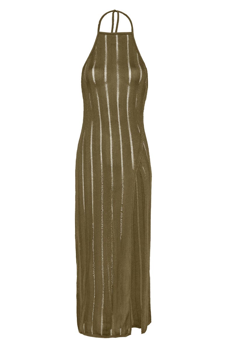 ViX Paula Hermanny Open Stitch Halter Cover-Up Dress, Alternate, color, Green