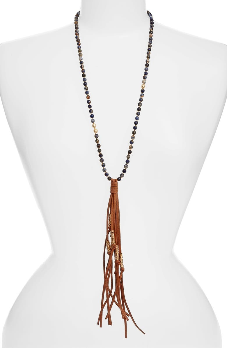 Love’s Affect Love's Affect Semiprecious Stone Tassel Necklace, Main, color,