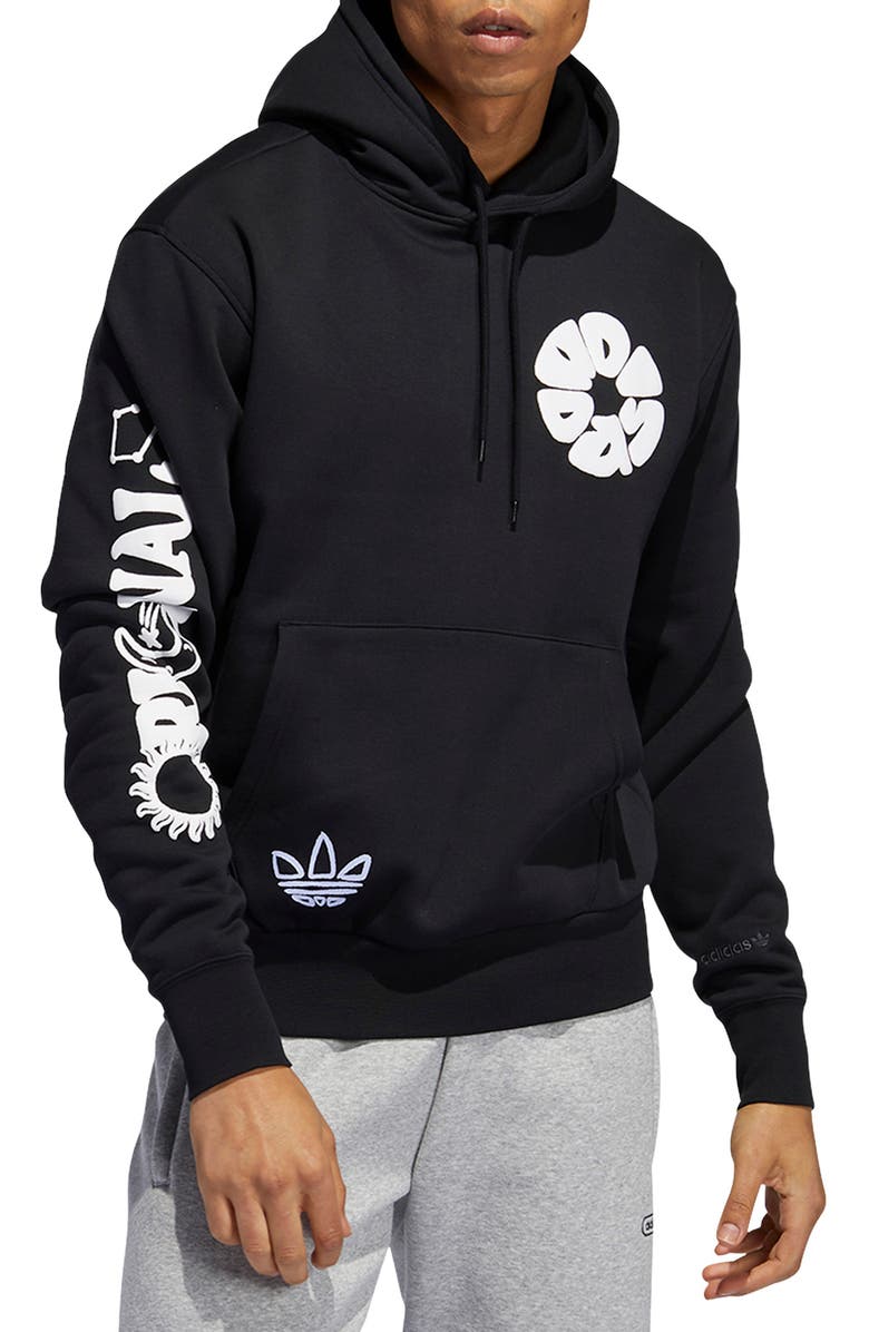 adidas Originals Circle Logo Cotton Graphic Hoodie, Main, color,