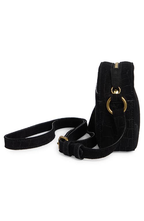Frye Melissa Croc Embossed Camera Bag In Black