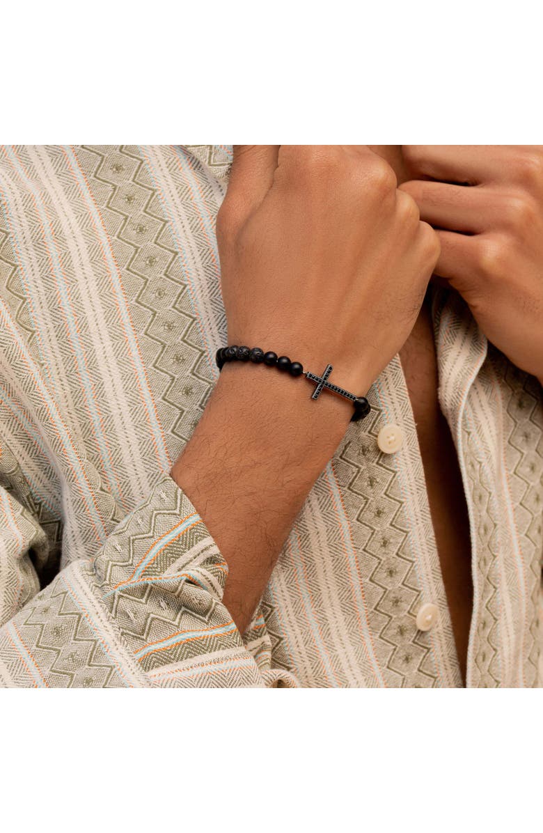 Karma and Luck Men's Rooted Faith - Lava Cross Bracelet, Alternate, color, Black