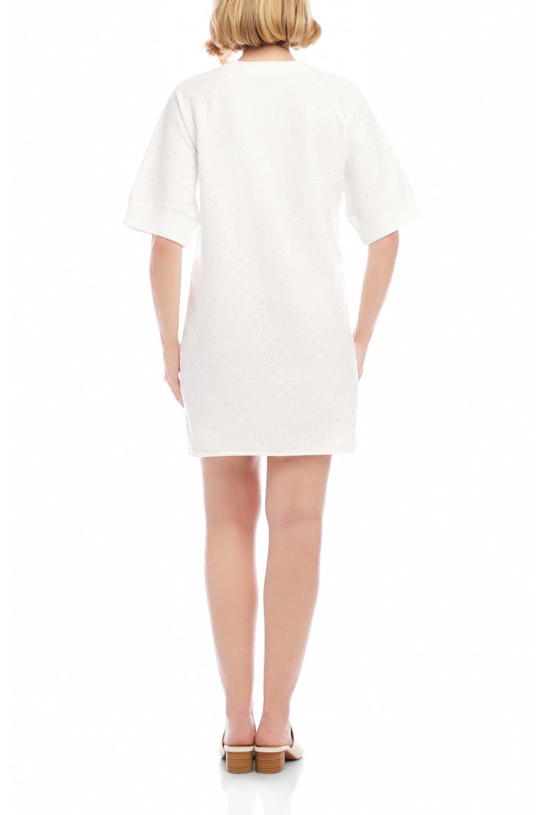 Embellished French Terry Shift Dress, Alternate, color, OFF WHITE