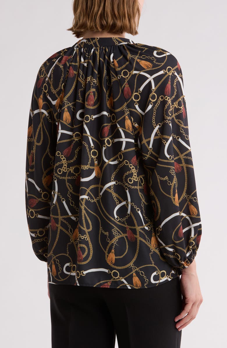 Gemma + Jane Balloon Sleeve Peasant Top, Alternate, color, Black Chain Print