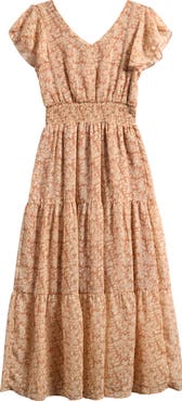 LOVE, NICKIE LEW Tiered Floral Midi Dress