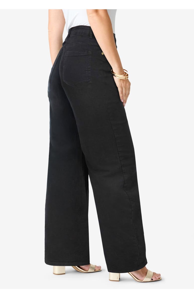 Roaman's Plus Size 24/7 Stretch Wide Leg Jean, Alternate, color, Black Denim