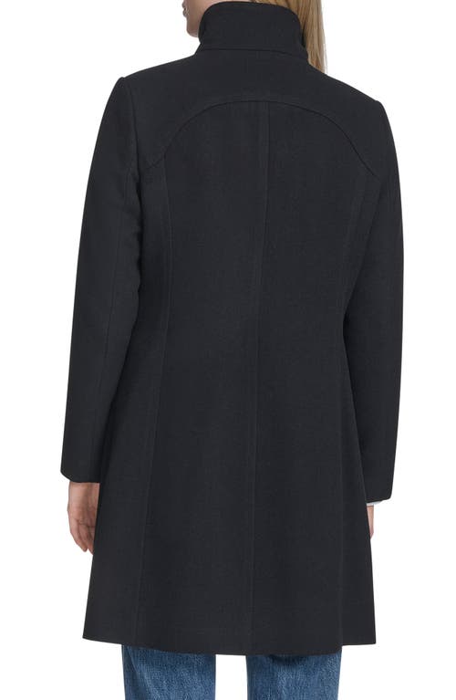 Cole Haan Longline Wool Blend Coat In Black