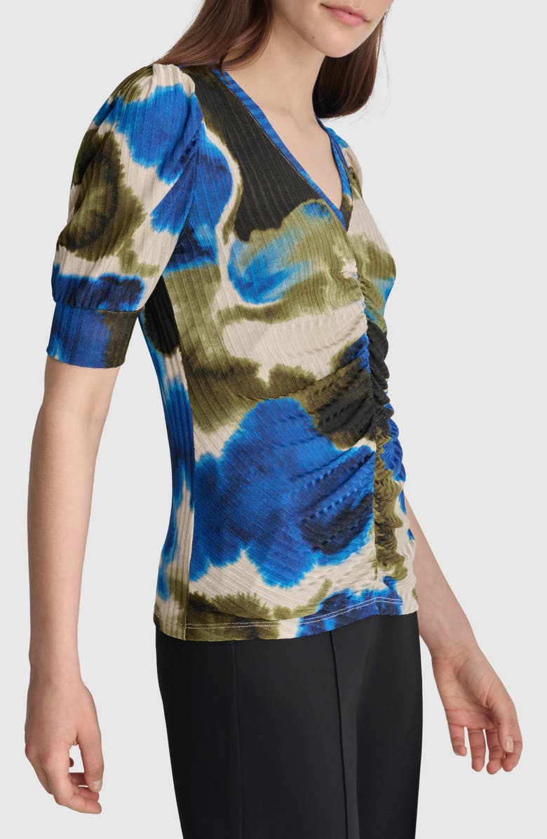 DKNY Puff Sleeve Rib Top, Alternate, color, 