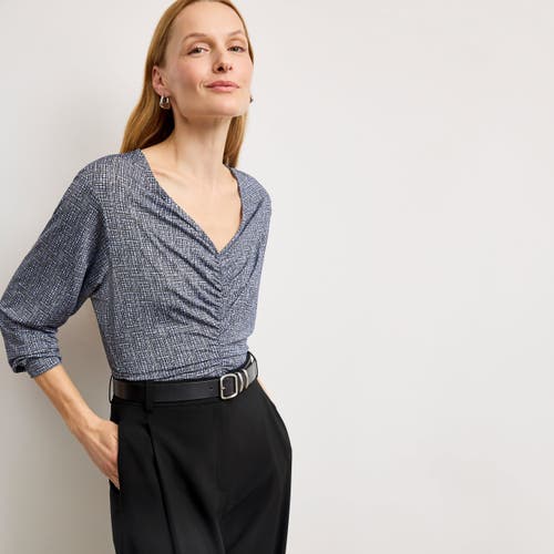 M.m.lafleur Amina Ruched Top In Blueprint Sketch