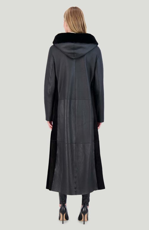 Gorski Reversible Textured Shearling Lamb Coat In Black