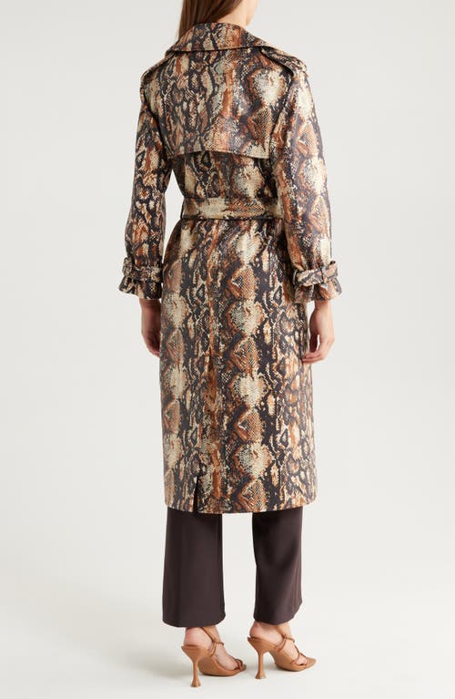 Alice And Olivia Nevada Drapey Mid Length Trench Coat In Animal Print