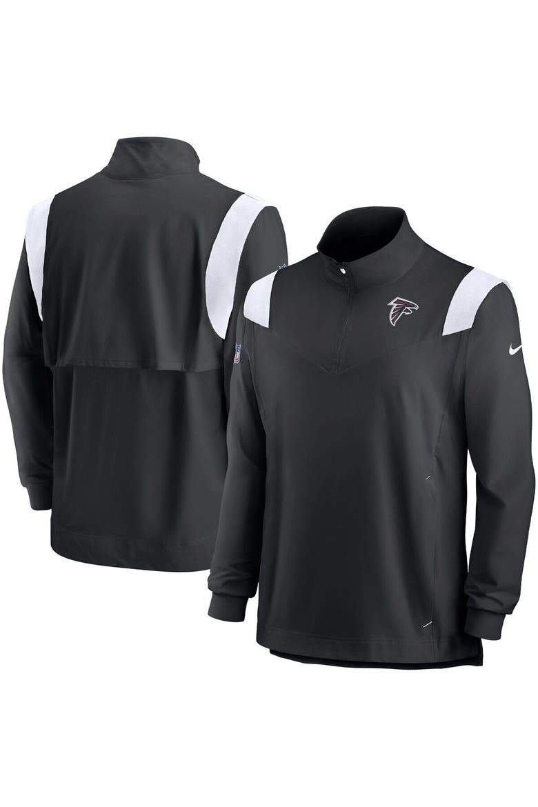 Men's Nike Black/White Atlanta Falcons Sideline Coach Chevron Lockup Quarter-Zip Long Sleeve Top, Main, color, Black