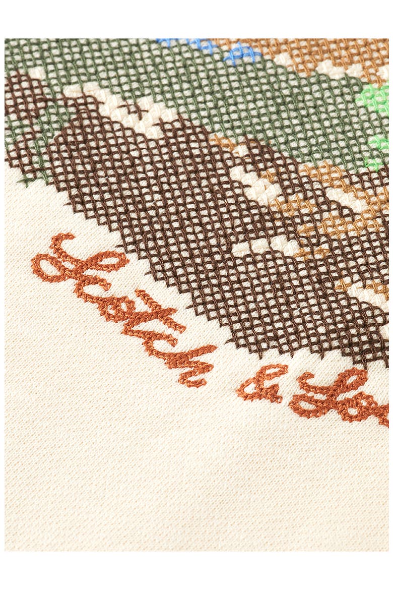Loose Fit Embroidered Cotton Fleece Hoodie, Alternate, color, EGGNOG