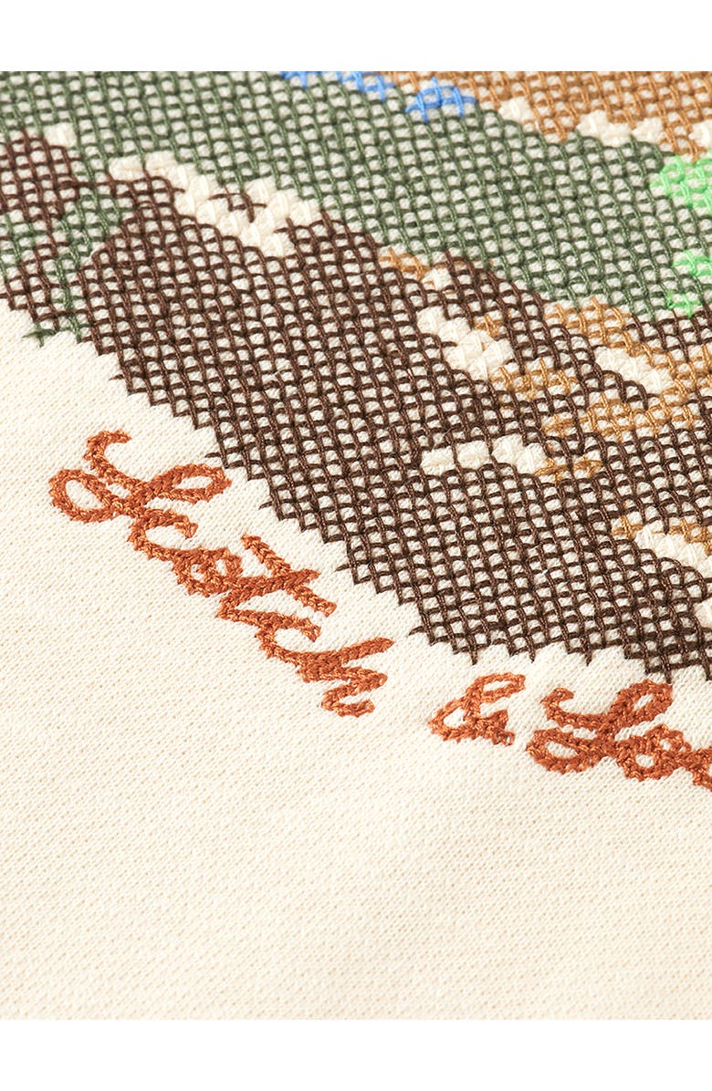 Scotch & Soda Loose Fit Embroidered Cotton Fleece Hoodie, Alternate, color, Eggnog