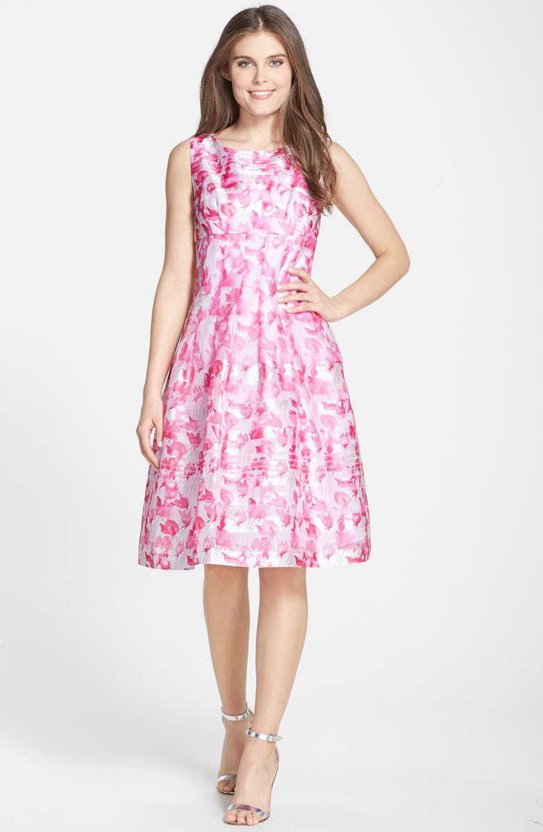 Chetta B Print Organza Fit & Flare Dress, Alternate, color,