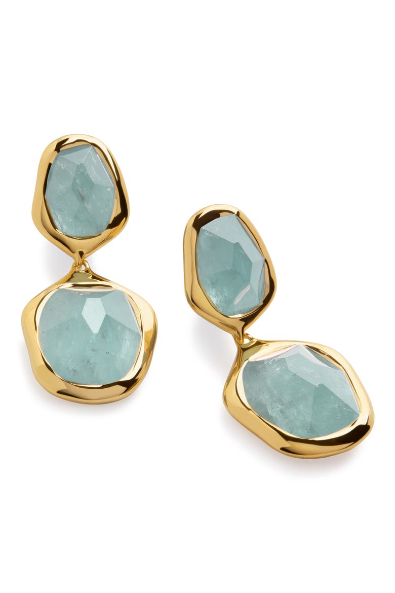 Odyssey Aquamarine Drop Earrings, Main, color, 18CT GOLD VERMEIL / AQUAMARINE