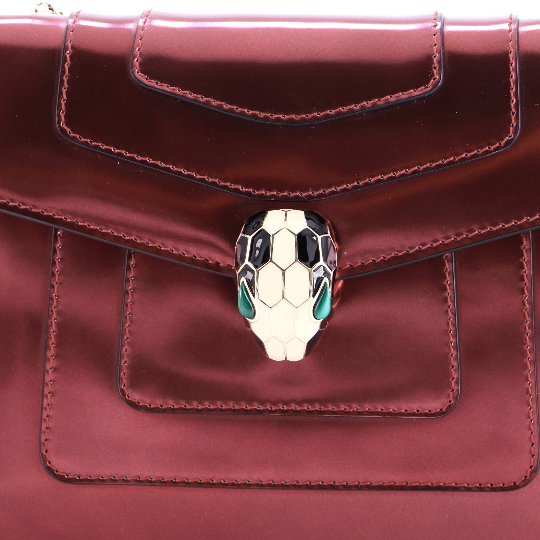 Serpenti Forever Square Shoulder Bag Metallic Leather Small, Alternate, color, Red