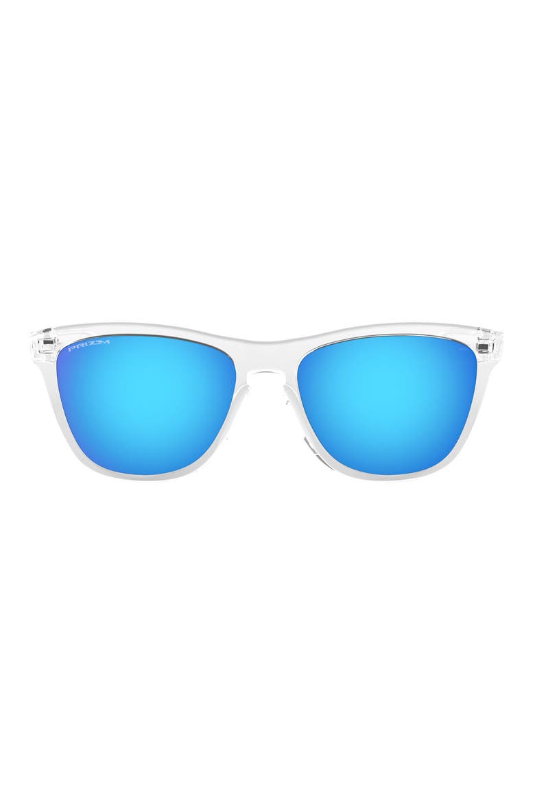 55mm Polarized Rectangular Sunglasses, Main, color, CLEAR/ BLUE