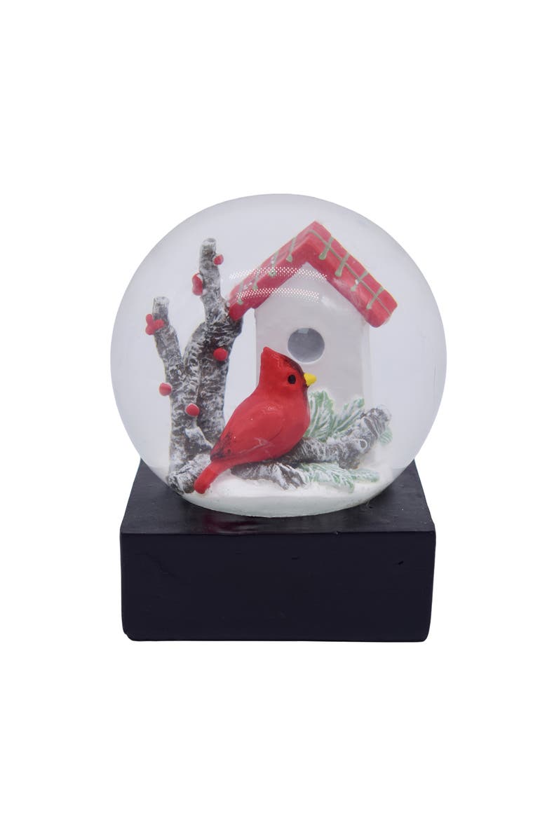 Transpac Glass Snow Globe Birdhouse Cardinal Decorative Figurine, Main, color,