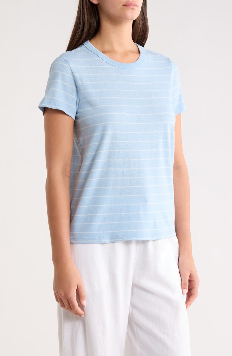 Marine Layer Tried & True Stripe Crewneck T-Shirt, Alternate, color, Soft Chambray Stripe