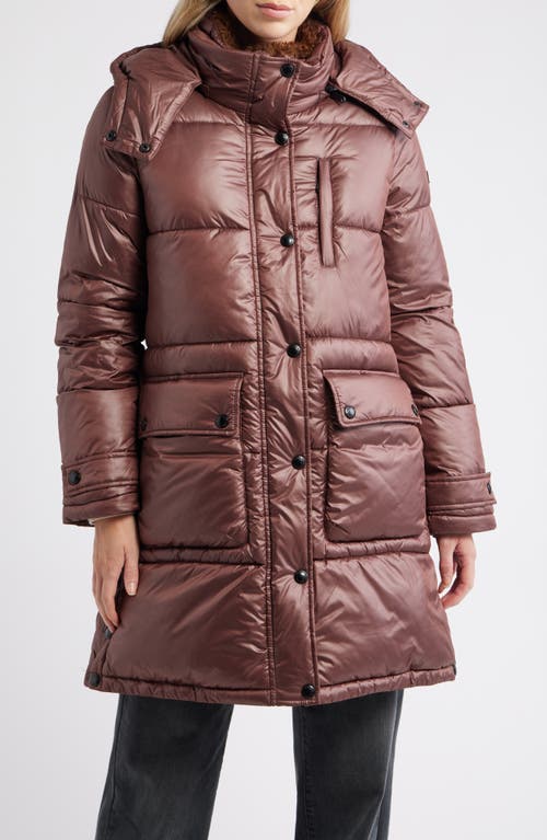 Sam Edelman Puffer Coat With Removable Hood In Brown