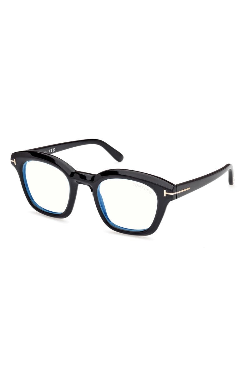 TOM FORD 49mm Square Blue Light Blocking Optical Glasses, Alternate, color, 