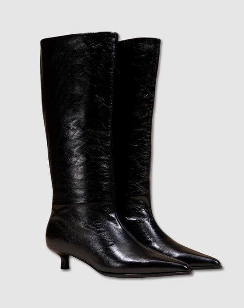 Mi/mai Vivienne Low Heel Crinkled Boots In Black