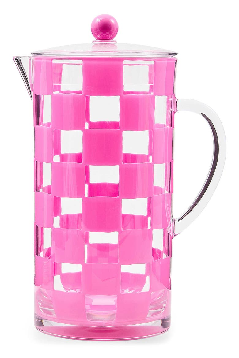 Pink Check Acrylic Pitcher, Main, color, PINK