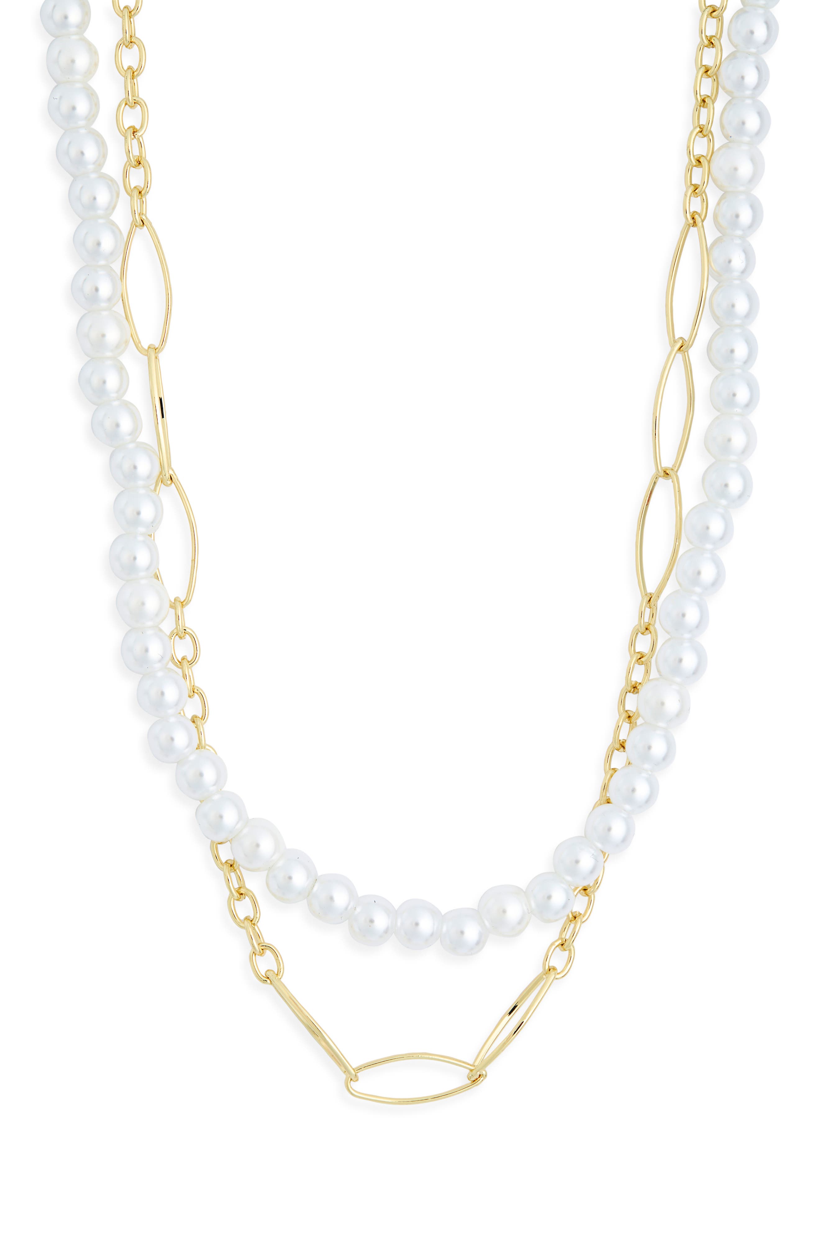 NORDSTROM RACK Set of 2 Faux Pearl & Chain Link Necklaces