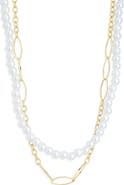 NORDSTROM RACK Set of 2 Faux Pearl & Chain Link Necklaces