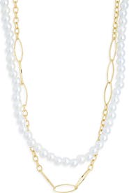 NORDSTROM RACK Set of 2 Faux Pearl & Chain Link Necklaces