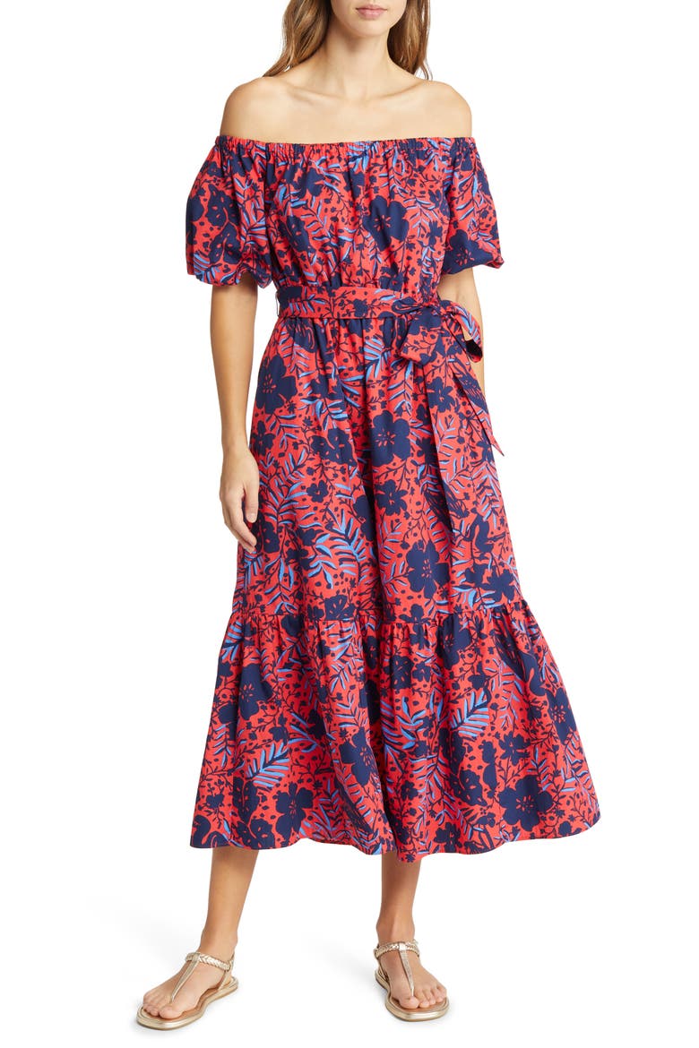 Tamie Off the Shoulder Dress, Main, color, RUBY RED HERON MY OWN