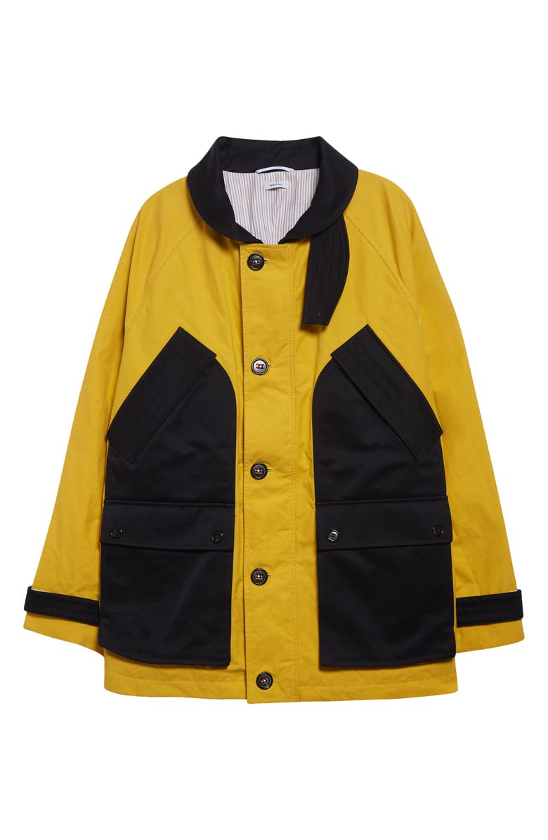 Thom Browne Crop Shawl Collar Field Jacket, Alternate, color, Yellow