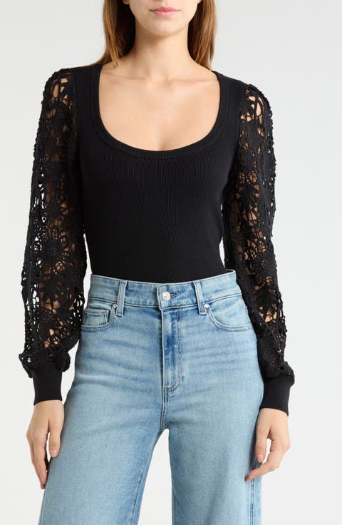 Maya Lace Sleeve Sweater
