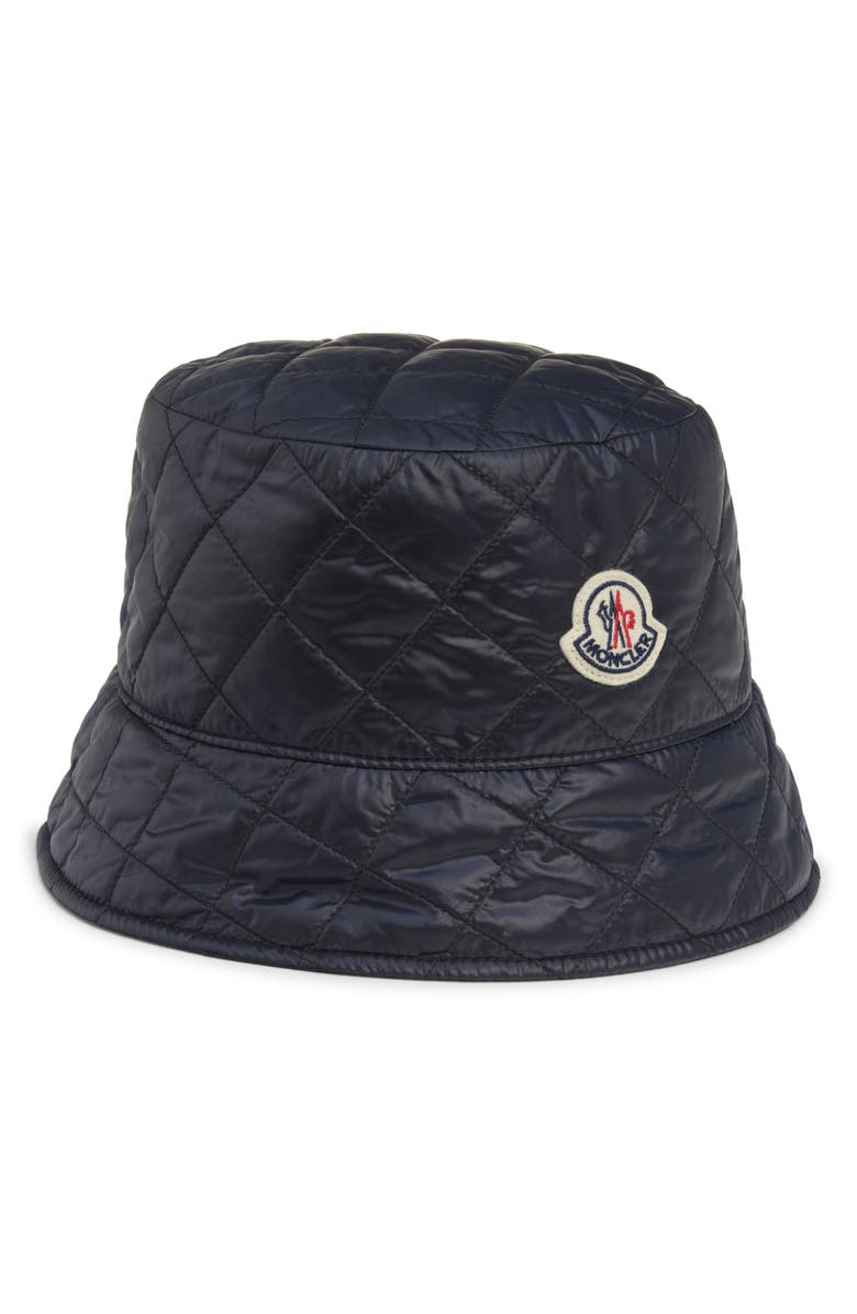 Moncler Diamond Quilted Nylon Bucket Hat, Main, color, Dark Navy Blue