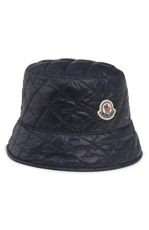 Moncler Padded Bucket Hat With Diamond Quilting In Blue