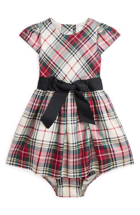 NEW Burberry baby girl 9 months pale stone IP check dress diaper cover bloomer selling