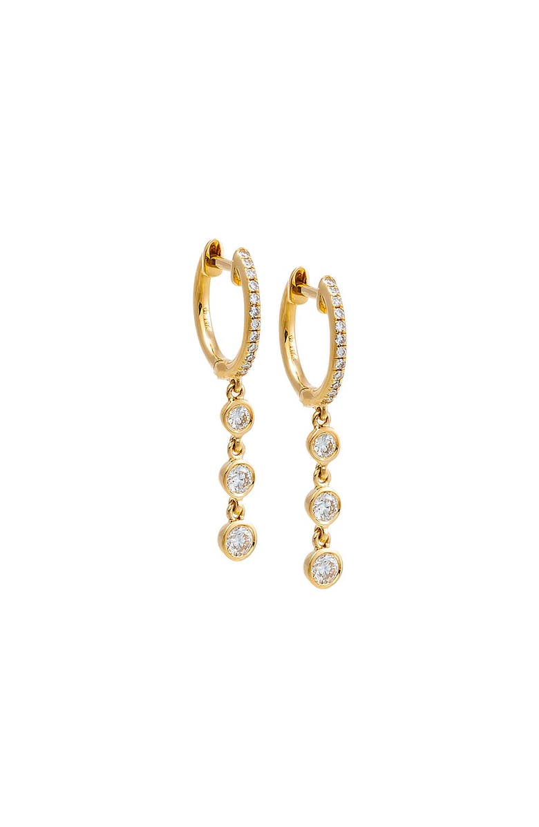BY ADINA EDEN Diamond Triple Bezel Dangling Huggie Earring 14K, Main, color, 