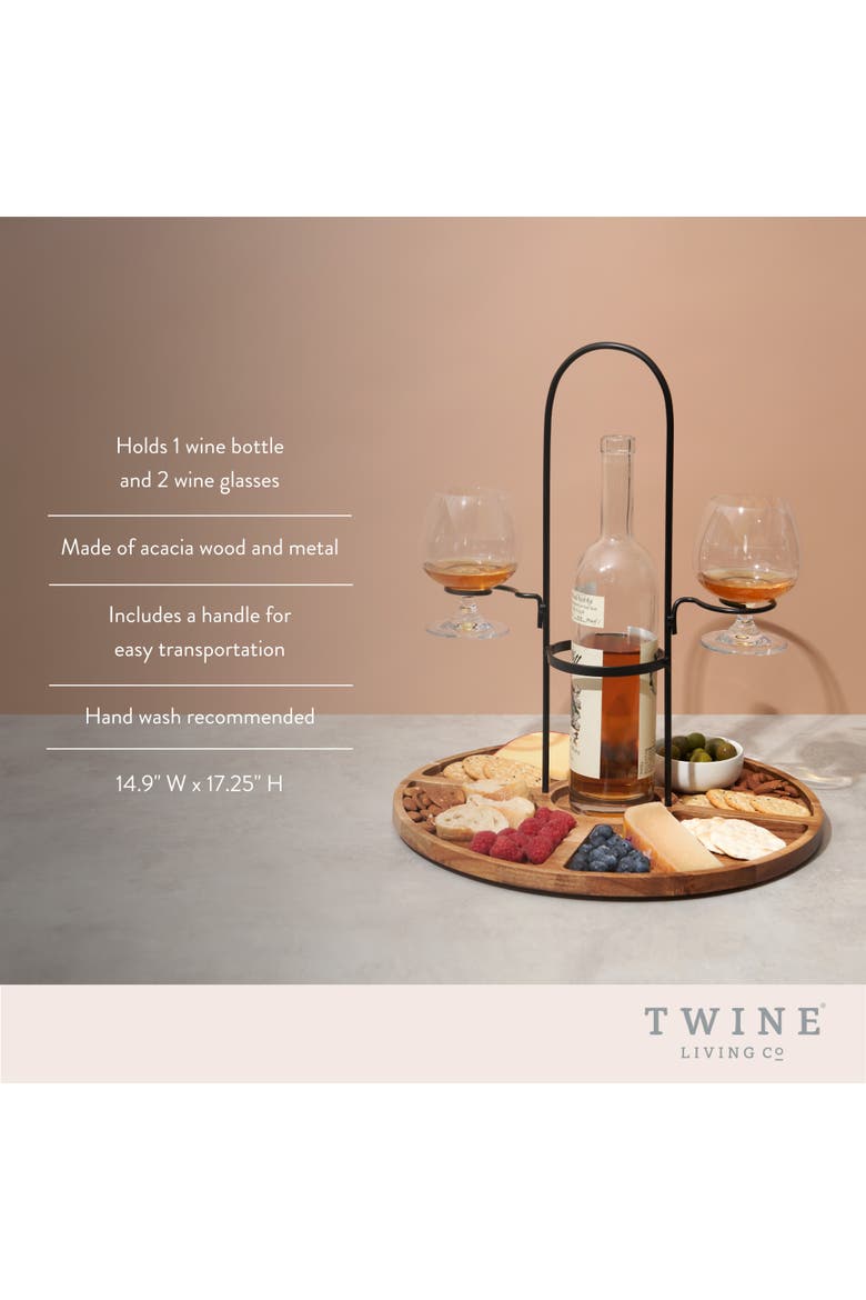 Wine and Cheese Caddy, Alternate, color, Brown