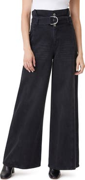 Habitual High Waist Wide Leg Belted Denim Jeans