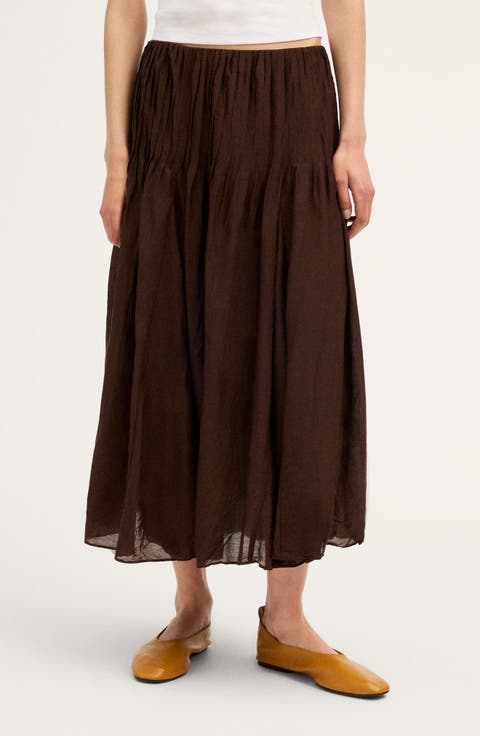 Pintuck Midi Skirt
