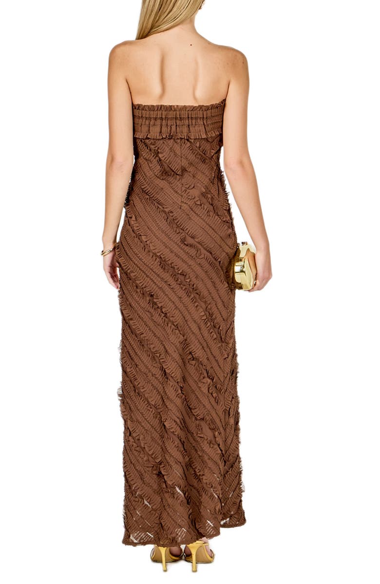Endless Rose Ruffle Strapless Maxi Dress, Alternate, color, Chocolate