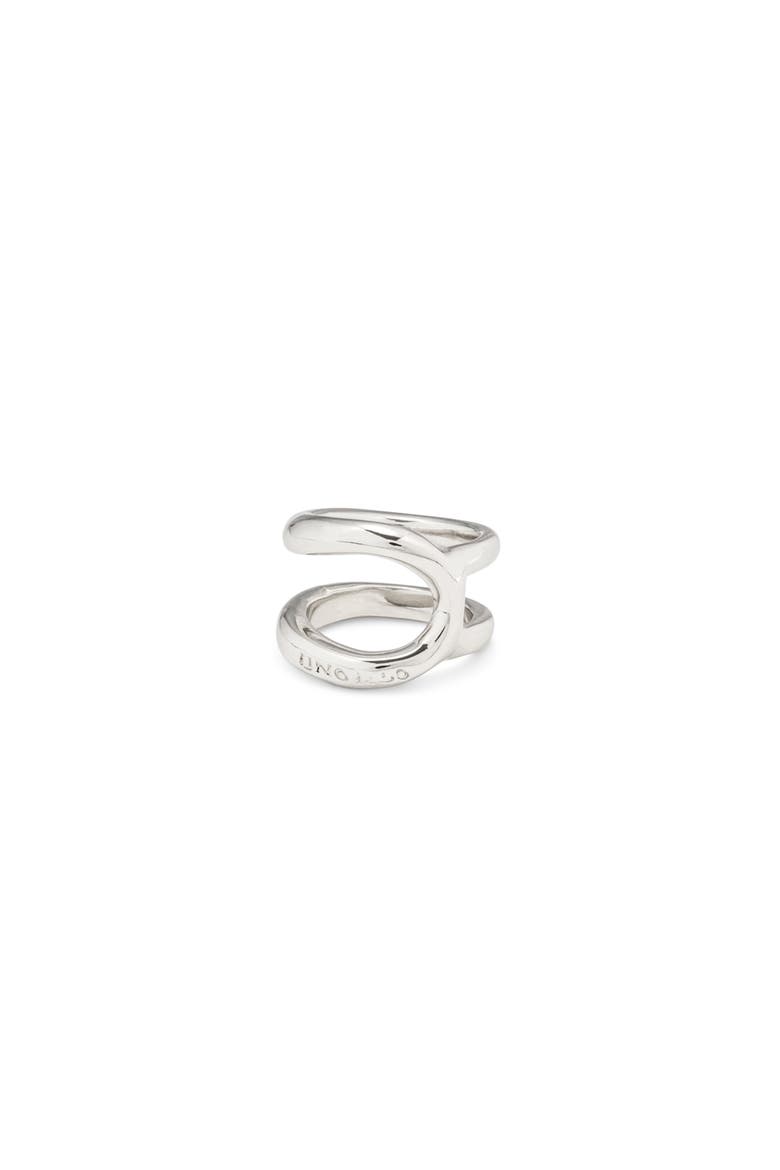 Sterling Silver-Plated Curvilinear Ring, Main, color, Silver