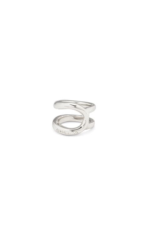 Sterling Silver-Plated Curvilinear Ring