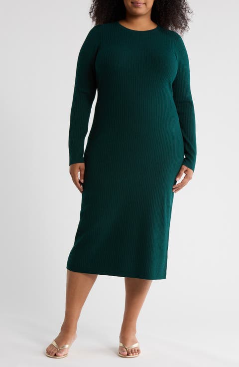 Ribbed Long Sleeve Sweater Dress