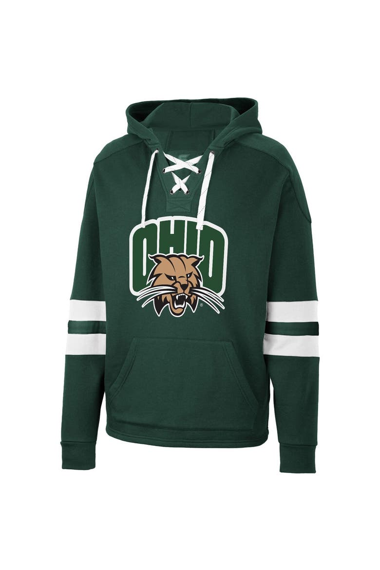Men's Colosseum Green Ohio Bobcats Lace-Up 4.0 Pullover Hoodie, Alternate, color, Green