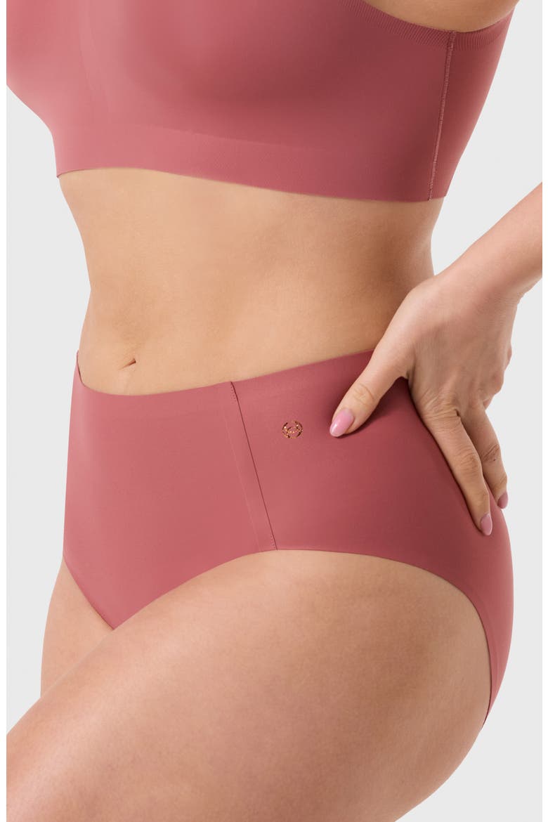 High Waisted Retro Bikini, Alternate, color, PINK CANYON
