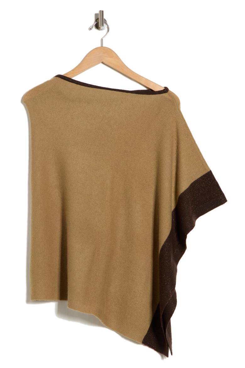 Colorblock Cashmere Poncho, Alternate, color, INCENSE/ MORO BROWN