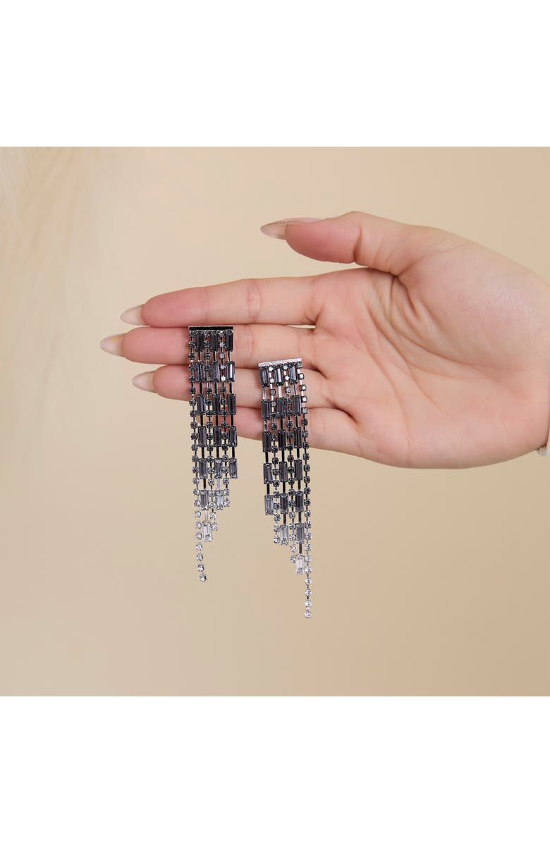 Jessica Simpson Tiered Crystal Fringe Earrings, Alternate, color, Gold