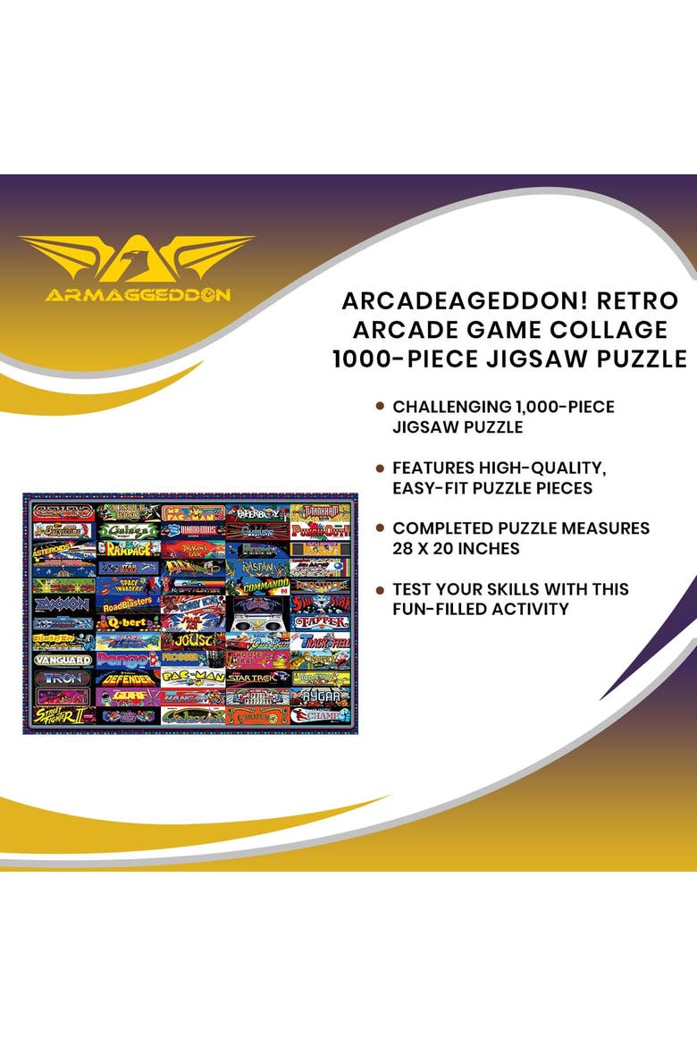 Arcadeageddon! Retro Arcade Game Collage 1000-Piece Jigsaw Puzzle, Alternate, color, Multi-Color
