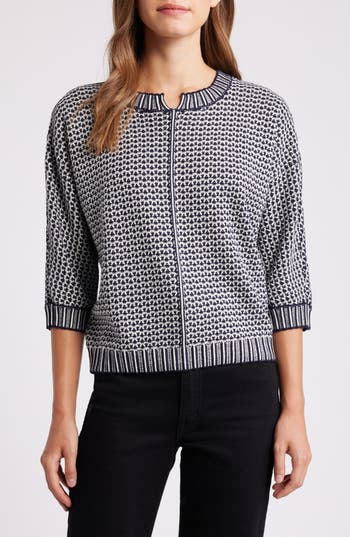 Nic + Zoe Nic+zoe Easy Tuck Stitch Pullover Sweater In Black